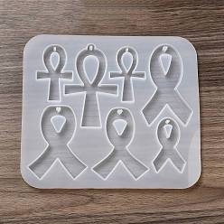 Others Medical Theme DIY Silicone Badge Reel Ornament Molds, Resin Casting Molds, for UV Resin, Epoxy Resin Jewelry Making, Ribbon Pattern, 150x170x7mm, Hole: 2~4mm, Inner Diameter: 30~52x38~50mm