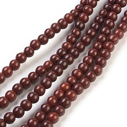 Седло Коричневый Синтетических нитей бирюзовые бусы, окрашенные, круглые, седло коричневый, 6 мм, отверстие : 1.2 мм, около 67 шт / нитка, 15.75 дюйм
