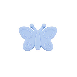Bleu Acier Clair Perles focales en silicone écologiques de qualité alimentaire, perles à mâcher pour les jouets de dentition, Diy soins infirmiers colliers faisant, papillon, bleu acier clair, 22x30x10mm, Trou: 3mm