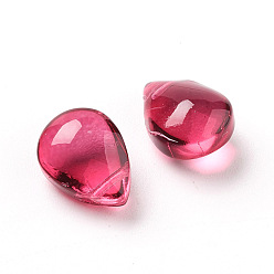 Cerise Transparent Glass Beads, Dyed & Heated, Teardrop, Cerise, 12x9x6mm, Hole: 1mm