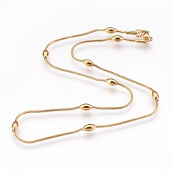 Golden 304 Stainless Steel Snake Chain Necklaces, with Lobster Claw Clasps, Oval, Golden, 16.7 inch(42.5cm), 1.2mm