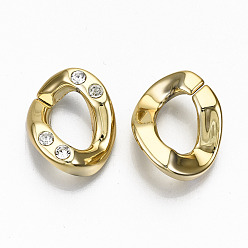 Золотой Ccb пластиковые соединительные кольца, разъемы для быстрой связи, с кристально горный хрусталь, для изготовления ювелирных крестиков, твист, золотые, 25x20.5x6 мм, внутренний диаметр: 14.5x9.5 мм