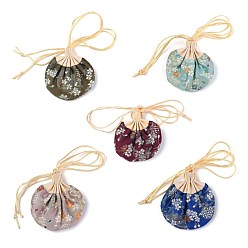 Couleur Mélangete Porte-monnaie sachet de brocart chinois, sac à bijoux brodé floral avec cordon de serrage, pour femmes filles, couleur mixte, 9.2x12 cm
