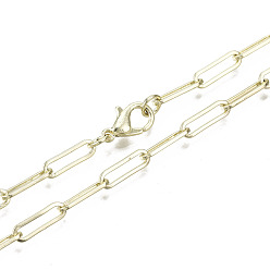 Light Gold Cadenas de clip de latón, Elaboración de collar de cadenas de cable alargadas dibujadas, con cierre de langosta, la luz de oro, 17.71 pulgada (45 cm) de largo, link: 3.7x12 mm, anillo de salto: 5x1 mm