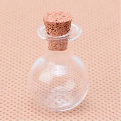 Clair Des bouteilles en verre, perles conteneurs, avec bouchon en liège, souhaitant bouteille, clair, 26.5x17mm, trou: 6 mm, capacité: 4 ml (0.13 fl. oz)