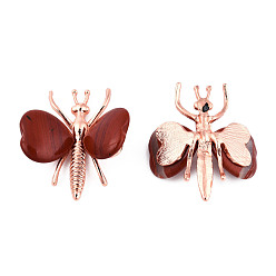 Red Jasper Natural  Red Jasper Display Decorations, with Rose Gold Color Plated Alloy Findings, Dragonfly, 44x36~39x12mm