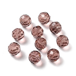 Rosy Brown Glass Imitation Austrian Crystal Beads, Faceted, Round, Rosy Brown, 10mm, Hole: 1mm
