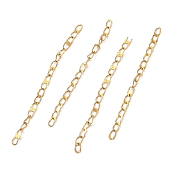Oro Revestimiento iónico (ip) 304 cadenas de extremo de acero inoxidable, extensores de cadena, soldada, dorado, 58x2.5 mm