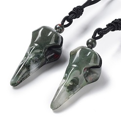 Bloodstone Natural Bloodstone Plague Doctor Pendant Necklace with Nylon Rope, 33.39~35.59 inch(84.8~90.4cm)
