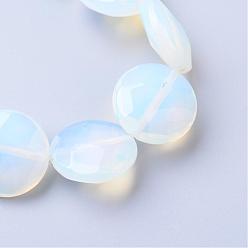 Opalite Opalite Bead Strands, Faceted, Flat Round, 16x6mm, Hole: 1mm, about 13pcs/strand, 7.87 inch