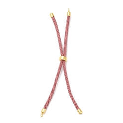 Pale Violet Red Nylon Twisted Cord Bracelet Making, Slider Bracelet Making, with Eco-Friendly Brass Findings, Round, Golden, Pale Violet Red, 8.66~9.06 inch(22~23cm), Hole: 2.8mm, Single Chain Length: about 4.33~4.53 inch(11~11.5cm)