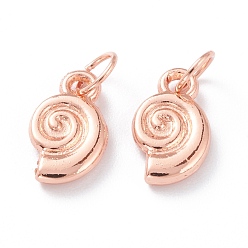 Real Rose Gold Plated Alloy Charms, Long-Lasting Plated, with Jump Rings, Snail Shell, Real Rose Gold Plated, 12x7x2mm, Jump Ring: 5x1mm, Inner Diameter: 3mm 