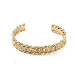 Doré  Bracelet manchette ouvert en zircone cubique transparente, bijoux en laiton pour femmes, or, diamètre intérieur: 2-1/8 pouce (5.5 cm)