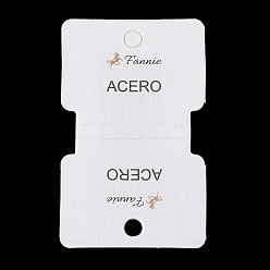 White Fold Over Paper Jewelry Display Cards, Necklaces and Bracelets Display Cards, Rectangle with Word ACERO, White, Finished Product: 37.5x50x5.5mm, 8x5x0.05cm, Hole: 6mm