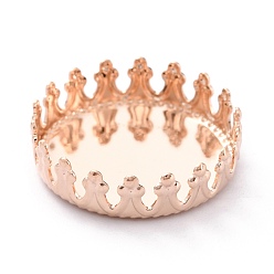 Rose Gold 304 Stainless Steel Cabochon Settings, Lace Edge Bezel Cups, Flat Round, Rose Gold, 16x4mm Tray: 15mm