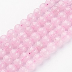 Cuarzo Rosa Natural aumentó de perlas de cuarzo hebras, rondo, 10 mm, agujero: 1 mm, sobre 10 mm, agujero: 1 mm, sobre 36 unidades / cadena, 14.5 pulgada