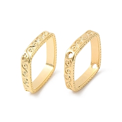 Real 18K Gold Plated Brass Bead Frames, Rombus, Real 18K Gold Plated, 15x15x2.5mm, Hole: 1mm, Inner Diameter: 10.5mm