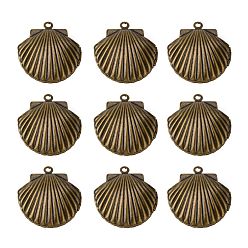 Antique Bronze Brass Locket Pendants, Shell, Nickel Free, Antique Bronze, Tray: 15.5x13.5mm, 23.5x22x9mm, Hole: 1mm