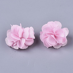 Pearl Pink Polyester Fabric Flowers, for DIY Headbands Flower Accessories Wedding Hair Accessories for Girls Women, Pearl Pink, 34mm