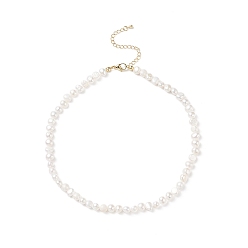 Blanc Collier de perles naturelles avec fermoir en laiton pour femme, blanc, 14.76 pouce (37.5 cm)