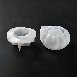 White DIY Pumpkin Jack-O'-Lantern Storage Box Silicone Molds Kit, including 1Pc Box Molds, 1Pcs Lid Molds, Resin Casting Molds, Halloween Theme, White, 100~101x100x56~59mm