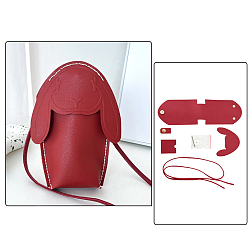 FireBrick Rabbit DIY PU Leather Phone Bag Making Kits, FireBrick, 18.5x14x5.5cm