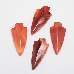 Chocolate Arrowhead Natural Agate Cabochons, Dyed, Chocolate, 42~47x21~22x5~6mm