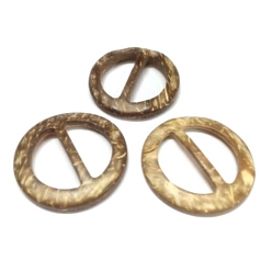 Coconut Brown Coconut Buckles, Flat Round, Coconut Brown, 56x4~5mm, Hole: 15x35mm