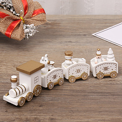 Blanc Train décorations d'affichage en bois, pour la décoration de la maison de cadeau de fête de noël, blanc, 205x53x28mm