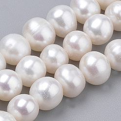 Seashell Color Natural Cultured Freshwater Pearl Beads Strands, Potato, Seashell Color, 5~6x6~7mm, Hole: 0.5mm, about 32pcs/strand, 7.75inch(19.7cm)