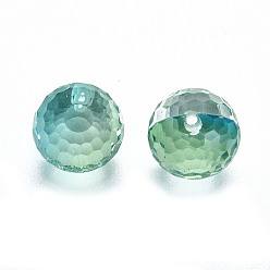 Sky Blue K9 Glass Beads, Faceted, Half Drilled, Round, Sky Blue, 1/4 inch(8mm), Half Hole: 1mm