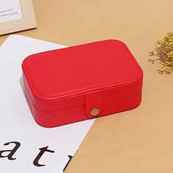 Red Imitation Leather Jewelry Storage Bag with Snap Fastener, for Bracelet, Necklace, Earrings, Rectangle, Red, 16.5x11.5x5cm