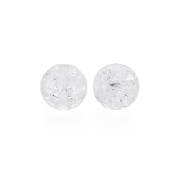 Blanc Transparent perles acryliques craquelés, ronde, blanc, 10x9mm, Trou: 2mm, environ940 pcs / 500 g.