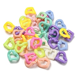 Mixed Color Opaque Acrylic Linking Rings, Quick Link Connectors, for Curb Chain Making, Twisted Heart, Mixed Color, 19.5x20.5x4mm, Inner Diameter: 7.5x12mm, about 595pcs/500g