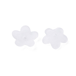 White Transparent Acrylic Beads, Frosted, Flower, White, 12.5x13x2.5mm, Hole: 1.8mm, about 2439pcs/500g