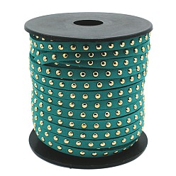 Teal Golden Aluminum Studded Faux Suede Cord, Faux Suede Lace, Teal, 5x2mm, about 20yards/roll