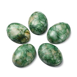 Dark Green Natural Calcite Cabochons, Dyed, Oval, Dark Green, 30x22x7.5mm