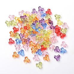 Mixed Color Transparent Acrylic Plastic Tri Beads for Christmas Ornaments Making, Assorted Colors, about 10mm wide, 10mm long, hole: 2mm, about 2500 pcs/500g
