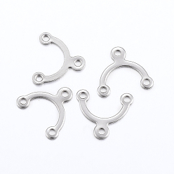 Stainless Steel Color 304 Stainless Steel Links, Chandelier Component Links, 3 Loop Connectors, Stainless Steel Color, 8.5x9.5x0.5mm, Hole: 1mm