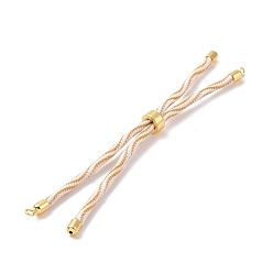 White Nylon Cord Silder Bracelets, for Connector Charm Bracelet Making, with Rack Plating Golden Brass Clasp, Long-Lasting Plated, Cadmium Free & Lead Free, White, 9-1/8x1/8 inch(23x0.3cm), Hole: 2mm