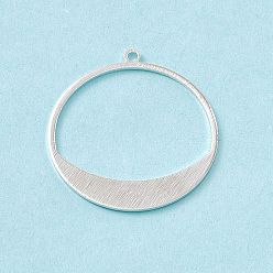 925 Sterling Silver Plated Brass Pendants, Cadmium Free & Lead Free, Ring Charm, 925 Sterling Silver Plated, 30.5x28x0.5mm, Hole: 1.6mm