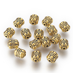 Or Antique Perles en alliage de style tibétain, sans cadmium et sans plomb, ovale, Or antique, 8x6.5mm, Trou: 1mm