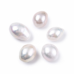 Snow Natural Baroque Keshi Pearl Beads, Freshwater Pearl Beads, No Hole, Rice, Snow, 14.5~19x11~13x11~13mm
