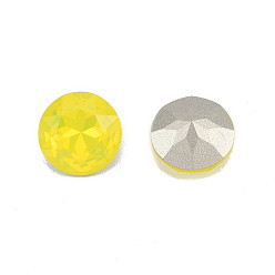 Citrine K9 Glass Rhinestone Cabochons, Pointed Back & Back Plated, Faceted, Flat Round, Citrine, 10x5.5mm