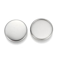 Серебро 304 безель из нержавеющей стали, кабошон настройки, плоско-круглые, серебряные, лоток : 14 мм, 15.5x1.9 мм