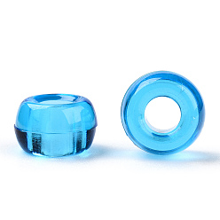 Озёрно--синий Прозрачные пластиковые бусины, баррель, Плут синий, 9x6 мм, отверстие : 3.8 мм, Около 1950 шт / 500 г
