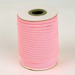 Pink Round Polyester Cords, Pink, 4mm, about 21.87 yards(20m)/roll