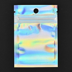 Прозрачный Прямоугольные пластиковые пакеты для лазера с замком на молнии, закрывающиеся сумки, прозрачные, 10x7 см, отверстие : 8 мм, односторонняя толщина: 2.7 мил(0.07мм)