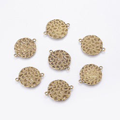 Bronze Antique Liens / connecteurs style tibétain, plat rond, sans plomb et sans cadmium, bronze antique, 31x24x1.5mm, Trou: 2mm