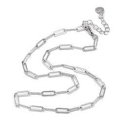 Stainless Steel Color 304 Stainless Steel Paperclip Chain Necklace, Stainless Steel Color, 16.34 inch(41.5cm)